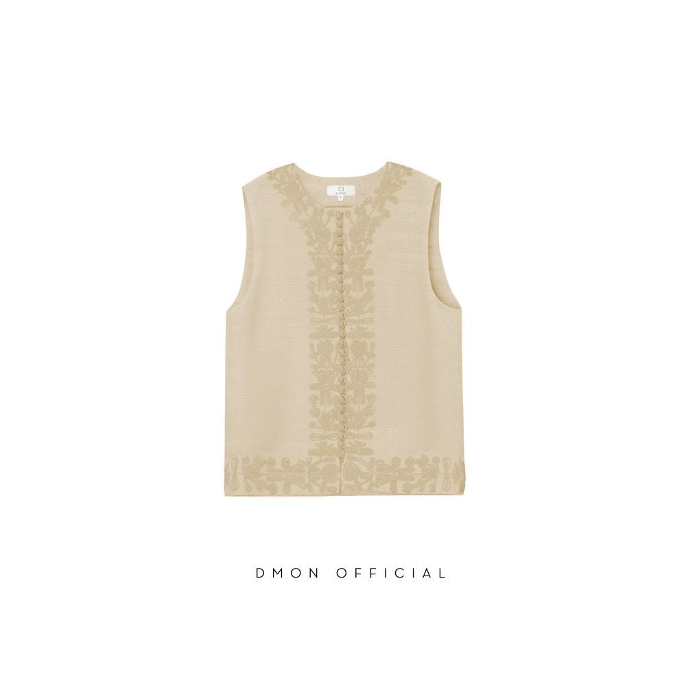 ASAYA6890 – Heritage Silk Embroidered Vest & Shorts Set 🤍🌾