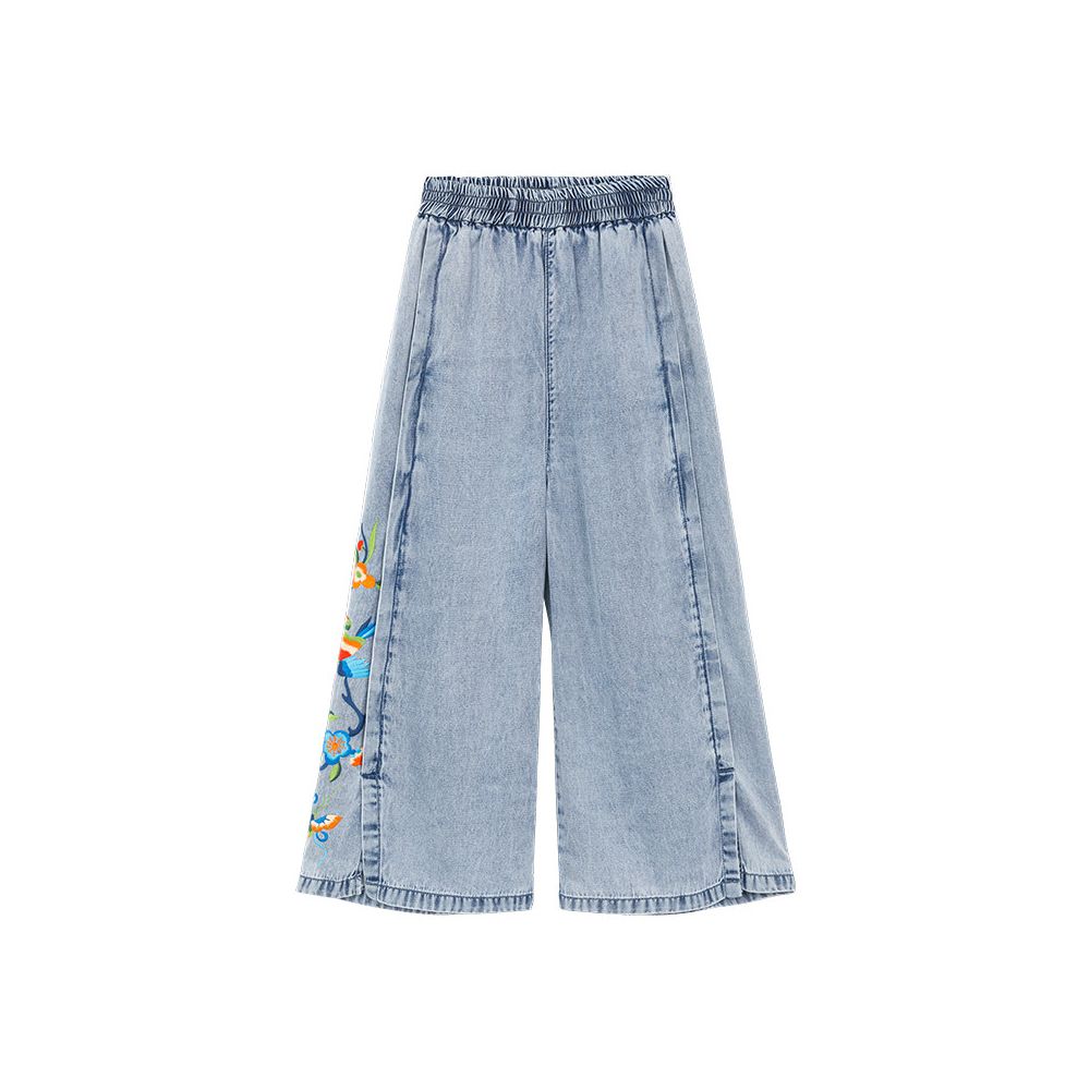 ASAYA6894 – Azure Blossom Wide-Leg Denim Pants 🦋🌿💙