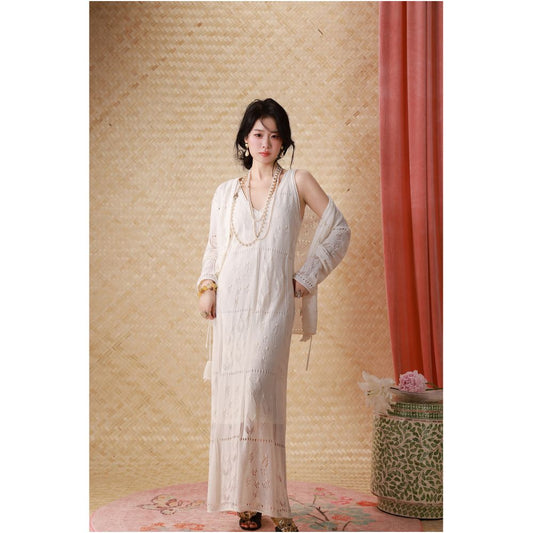 ASAYA6905 – Ivory Whisper Knit Dress Set 🤍🦢✨