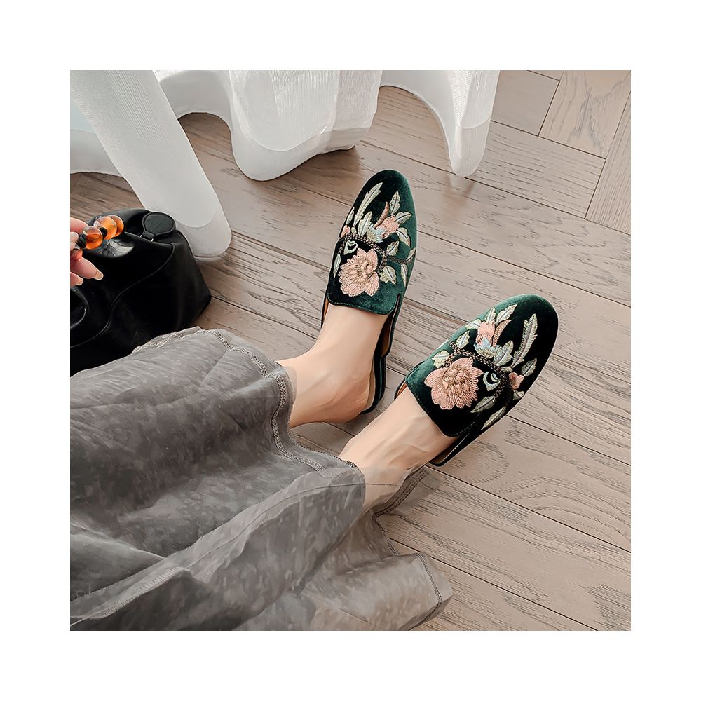 ASAYA6916 – Imperial Blossom Mules 🖤🌸✨