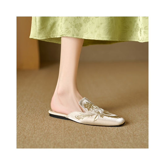 ASAYA6917 – Lotus Whisper Leather Mules 🌿🤍✨
