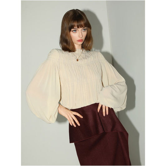 ASAYA6919 – Whisper Pleats Blouse ☁️🤎✨