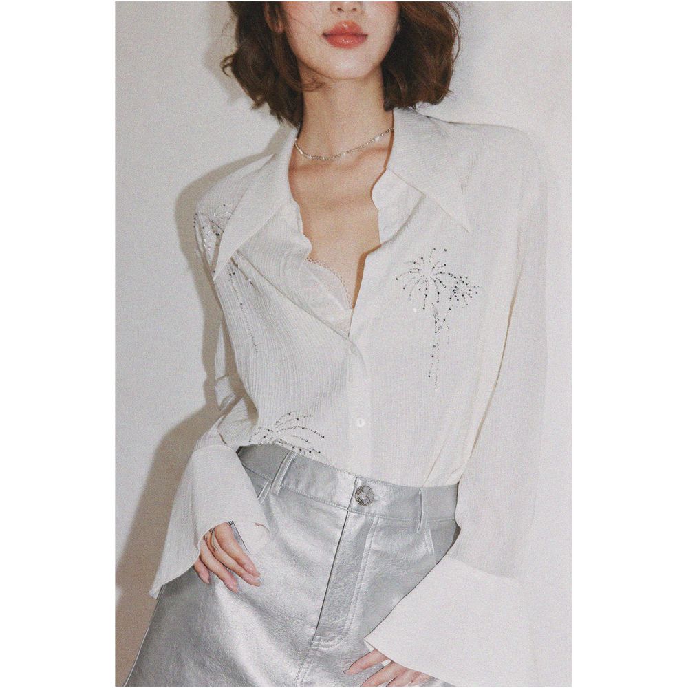 Who knows the silver content of Rosebanks shirts Heavy duty beaded embroidery textured pleats blogger style shirt image 0