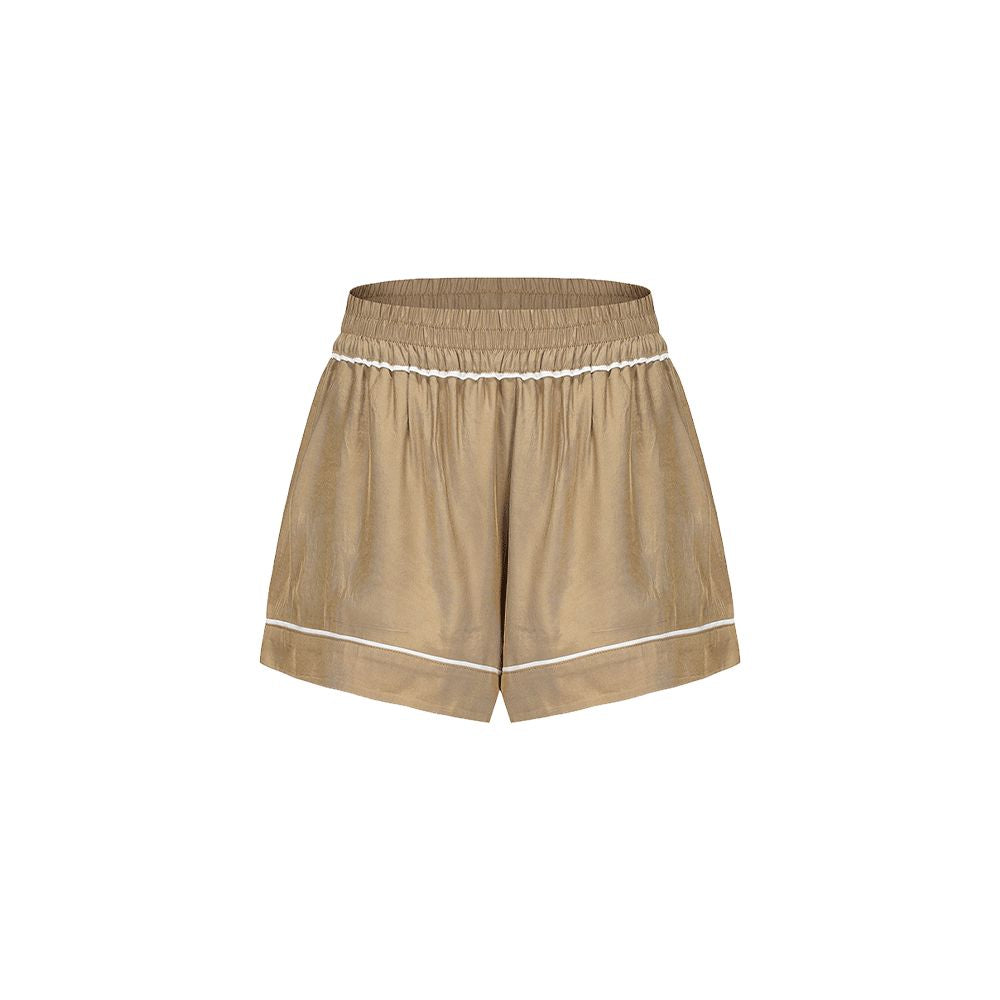 AtelierMissLu Shining Sunshine 2024 Spring Summer Retro Line Design Casual Acetate Shorts image 5