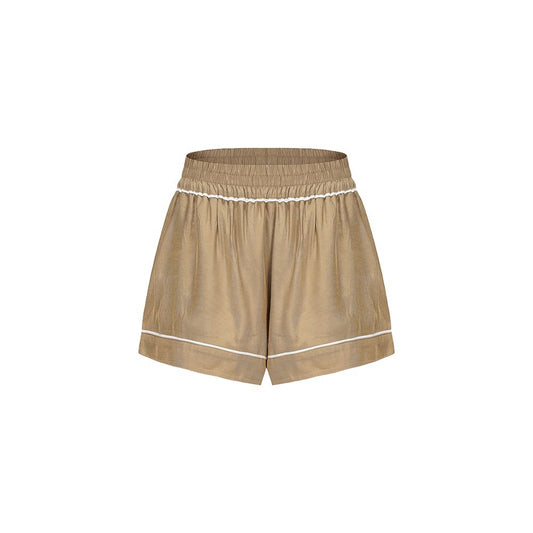 ASAYA6922 – Golden Glow Satin Shorts ✨🤎☀️