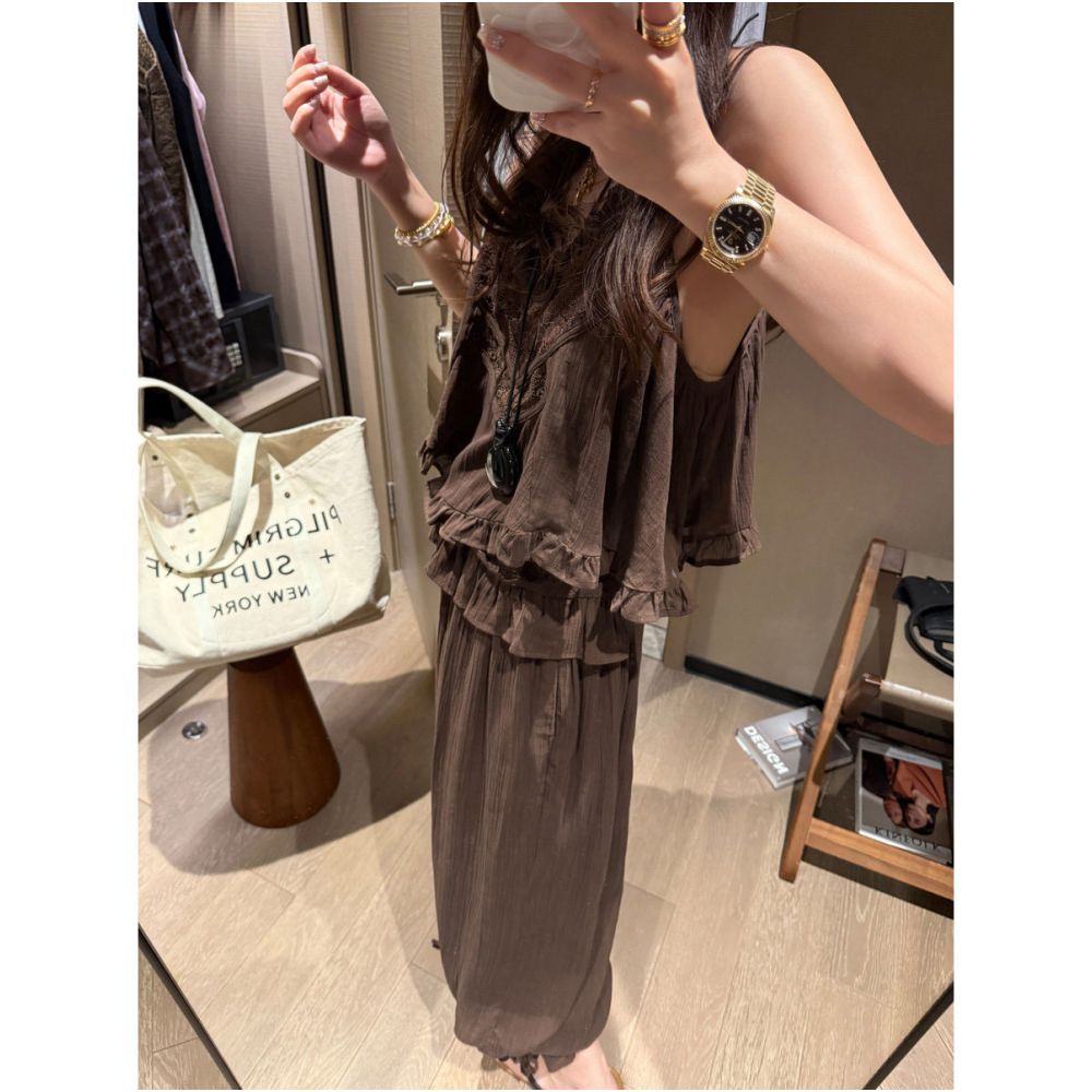 fancccy Lyocell Tencel Lace Ruffled Camisole for Women 2026 Summer New Style V neck Loose Fit Slimming Vest image 3