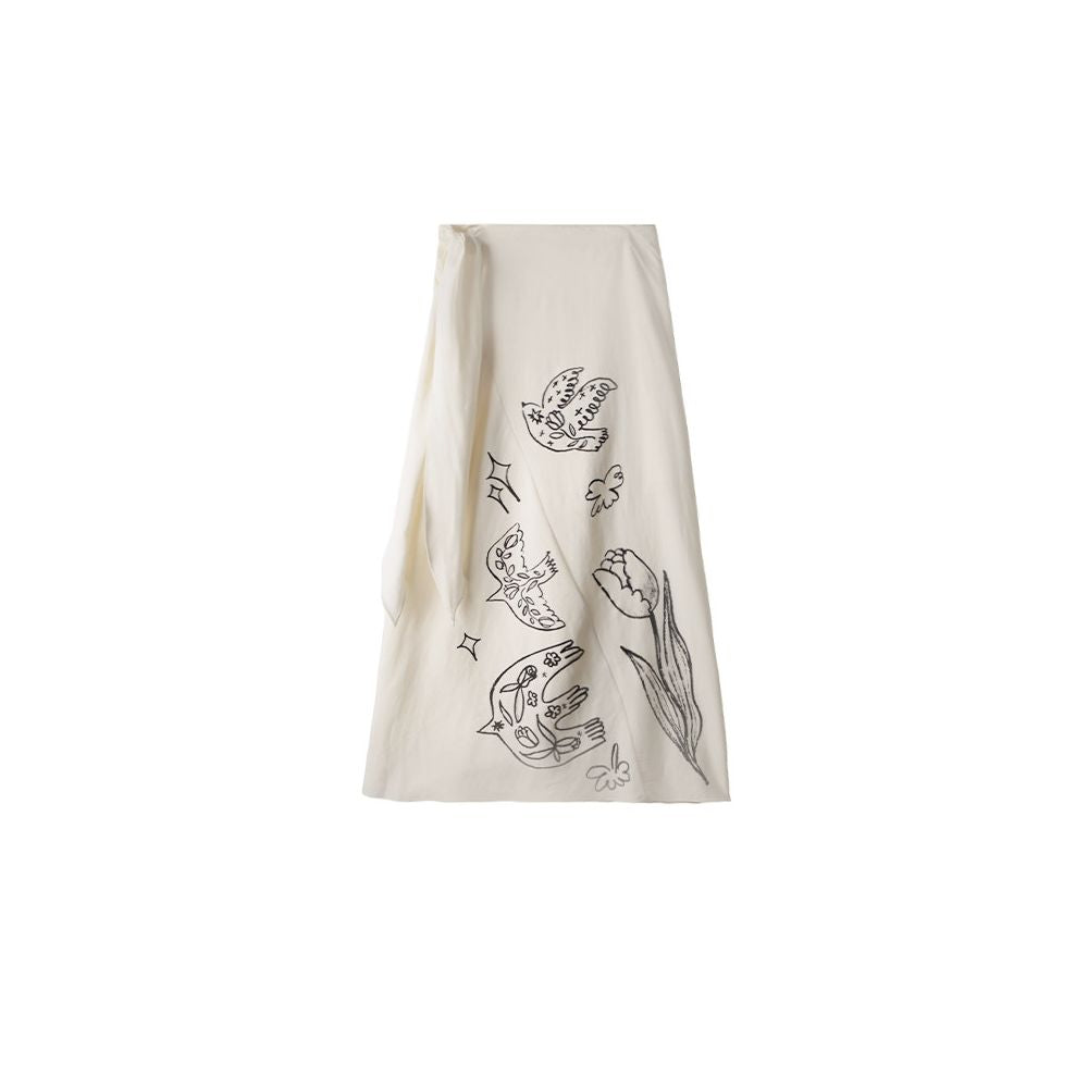 ASAYA6927 – Spring Wanderer Art Skirt 🌿🕊️🎨