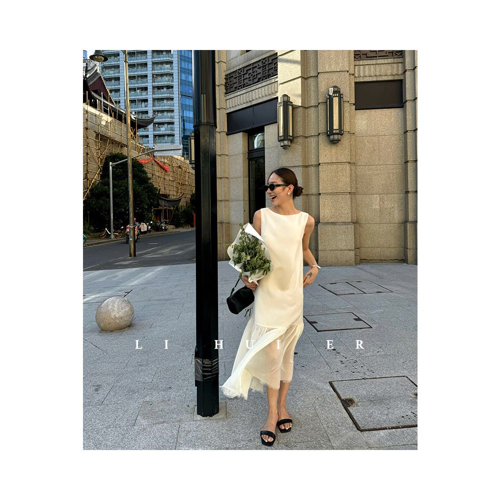 LiHuiEr Li Huier Prague White Dove Acetic Acid Dress Women s 2026 Super Beautiful and Slimming Long Dress image 3
