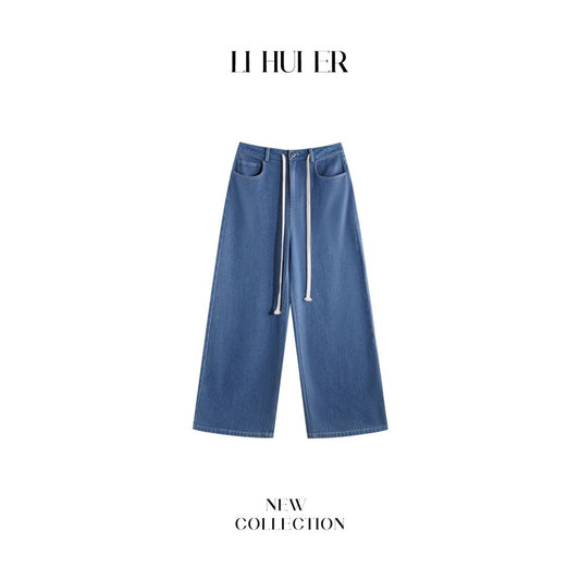 ASAYA6933 – Coastal Breeze Wide-Leg Denim Pants 💙☀️👖