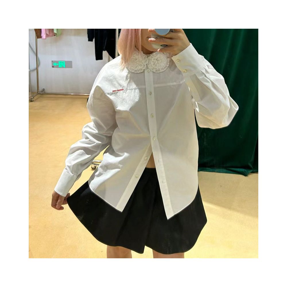 ASAYA6934 – Bloom Collar Cotton Shirt 🌸🤍💙