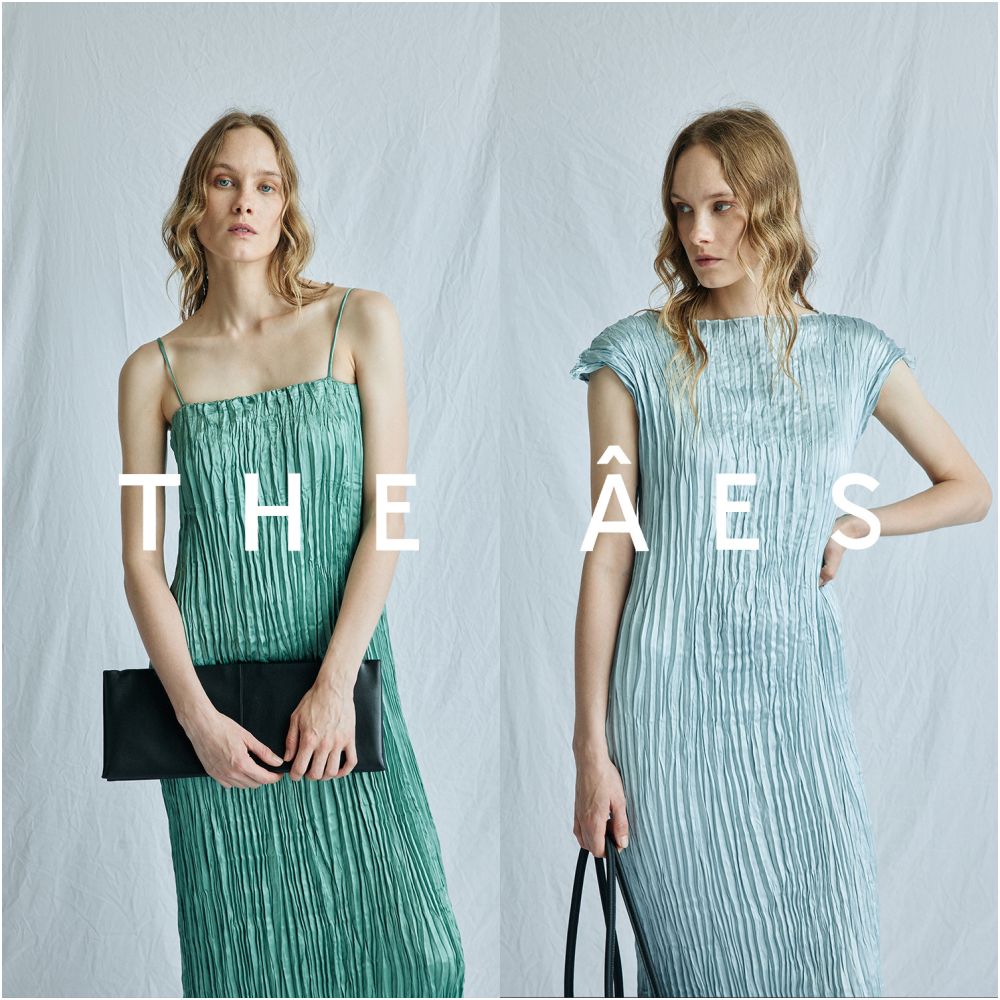 THE AES Vintage Collection Exclusive Satin Heavy Acetate Old Money Pleated White Moonlight Dress image 0