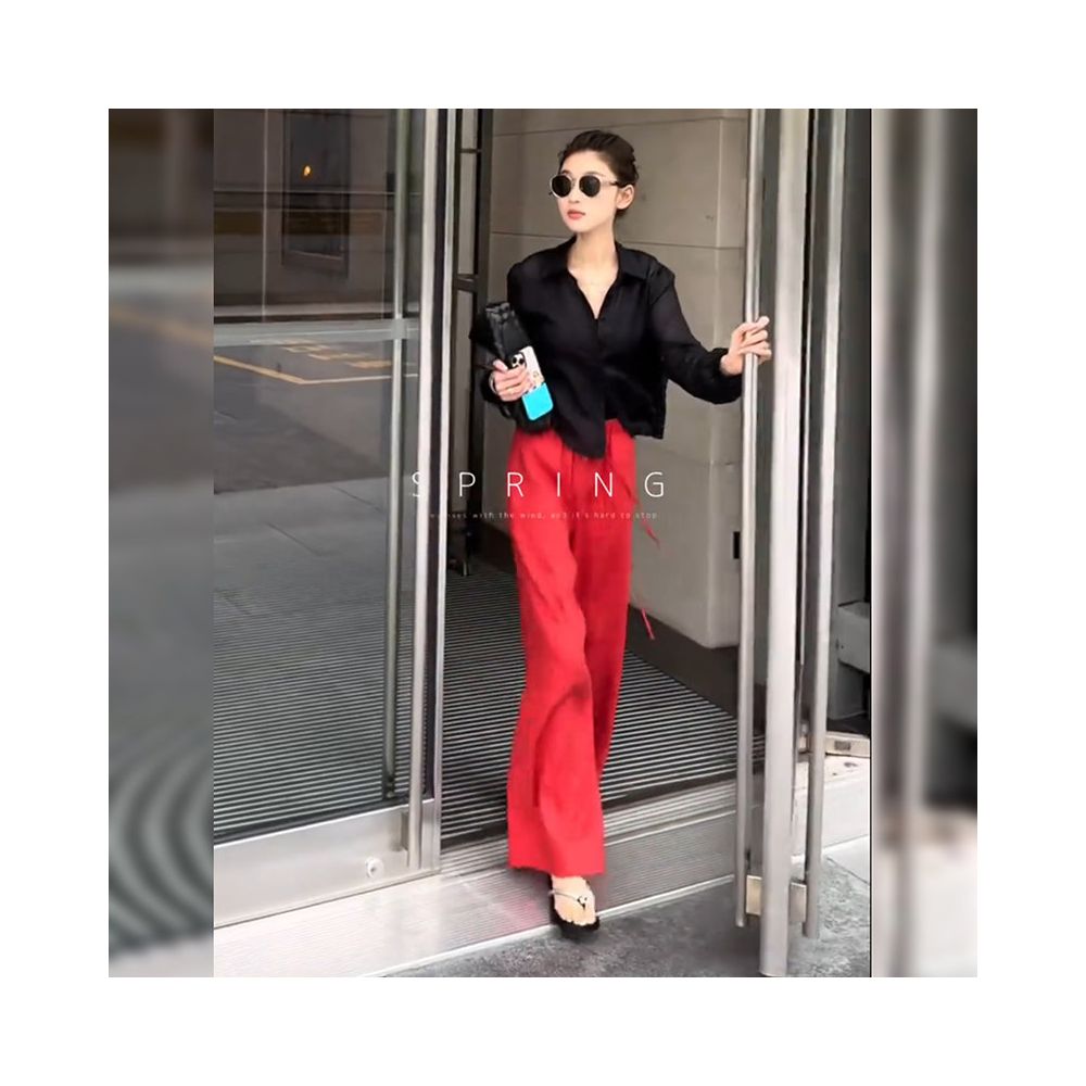 ASAYA6965 – Scarlet Flow Wide-Leg Pants ❤️✨