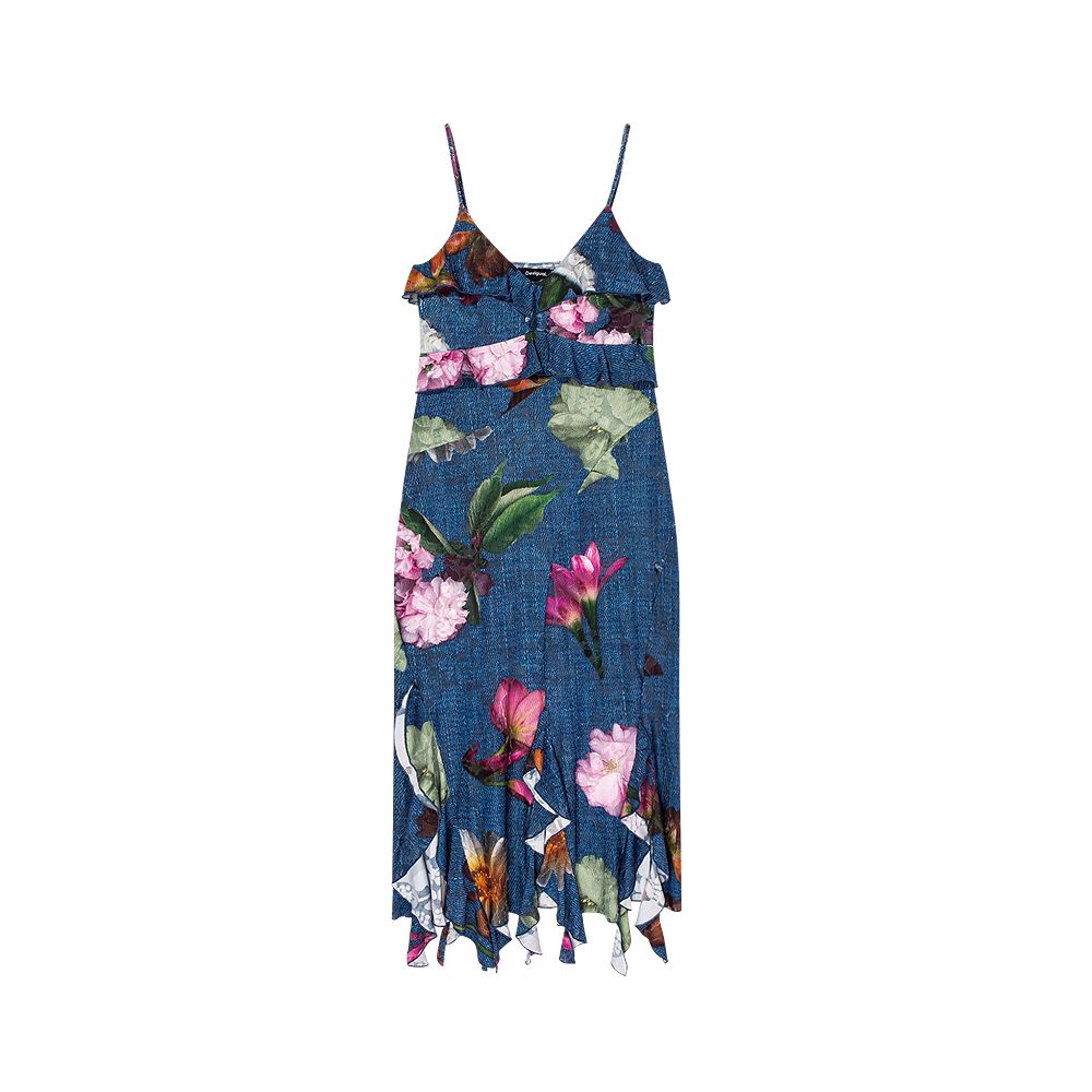 ASAYA6968 – Midnight Bloom Ruffle Dress 🌺💙
