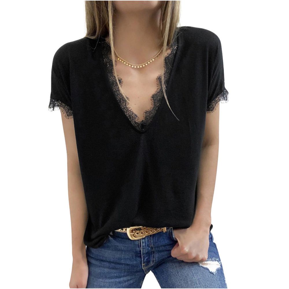 ASAYA6974 – Lace Whisper Relaxed Tee 🤍🖤✨