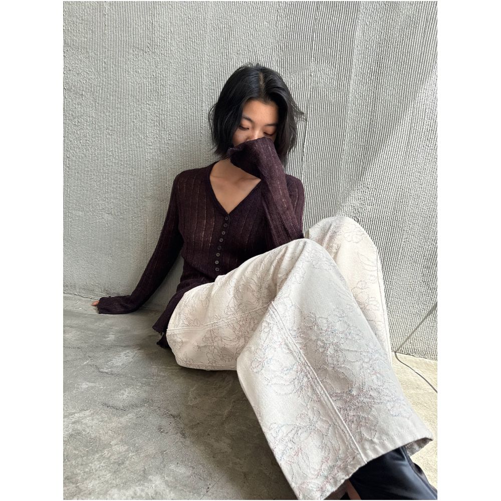 Luo Bian Original Design Retro Embroidered Jeans New Autumn Style Loose Wide Leg Pants image 1