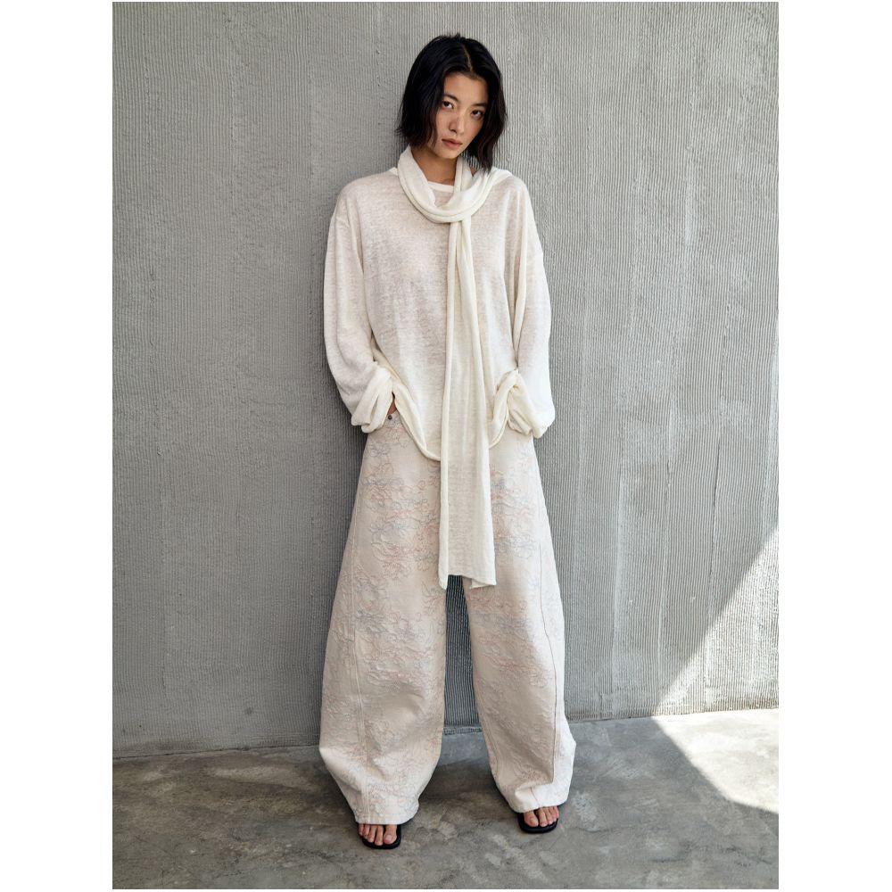 Luo Bian Original Design Retro Embroidered Jeans New Autumn Style Loose Wide Leg Pants image 2