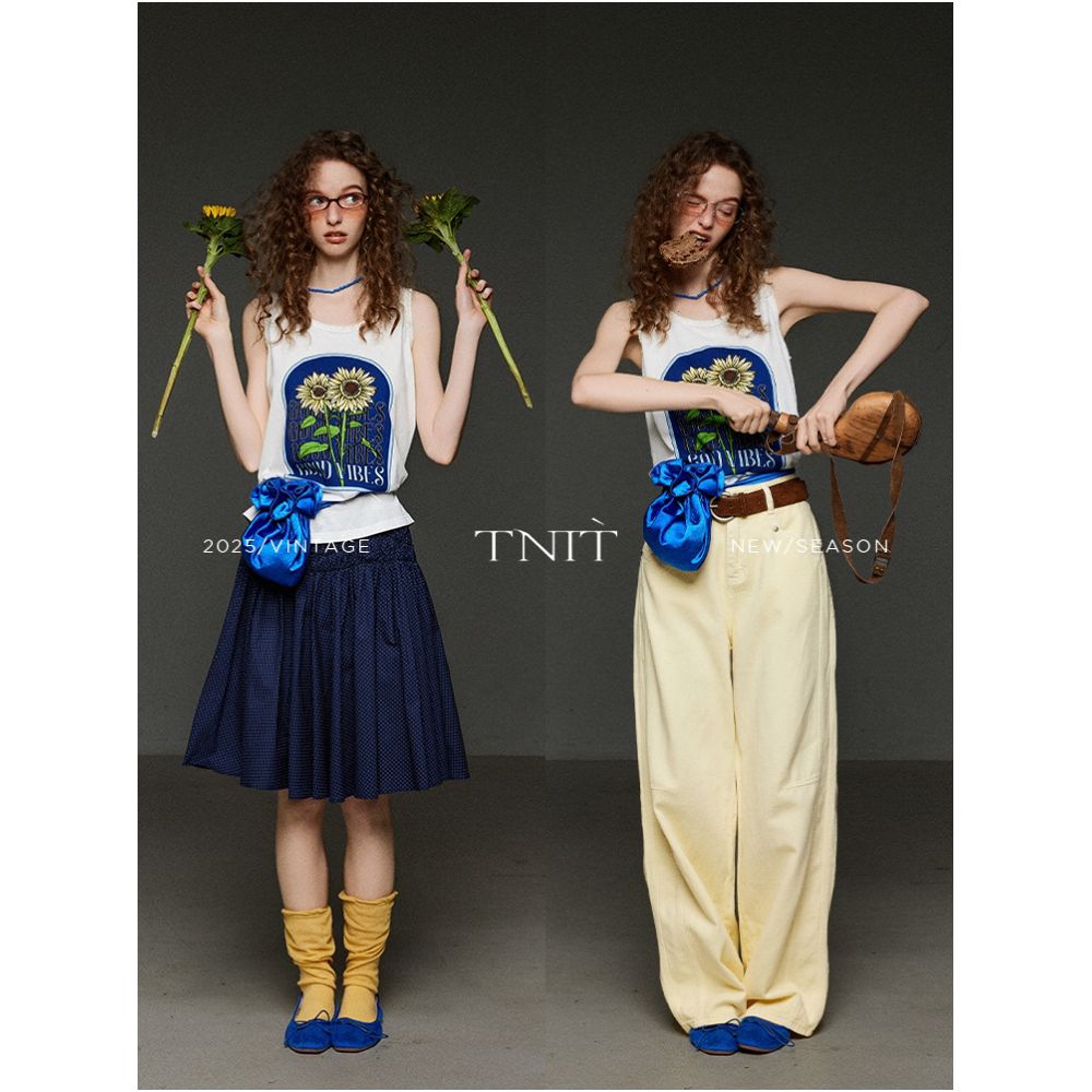 ASAYA6984 – Sunflower Vintage Tank 🌻💙