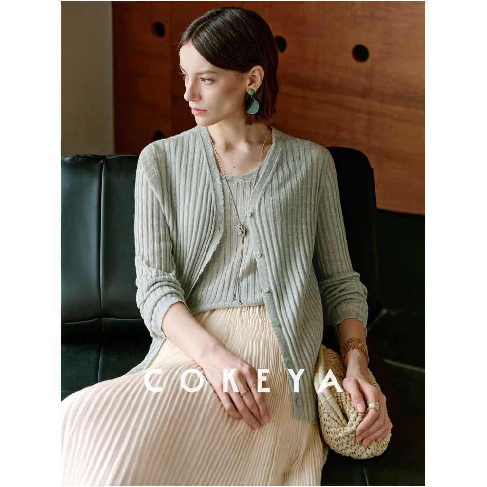 COKEYA Summer Overture Linen Knit Sunscreen Cardigan Thin Summer Top 2026 New Style Wool Short Sleeve image 1