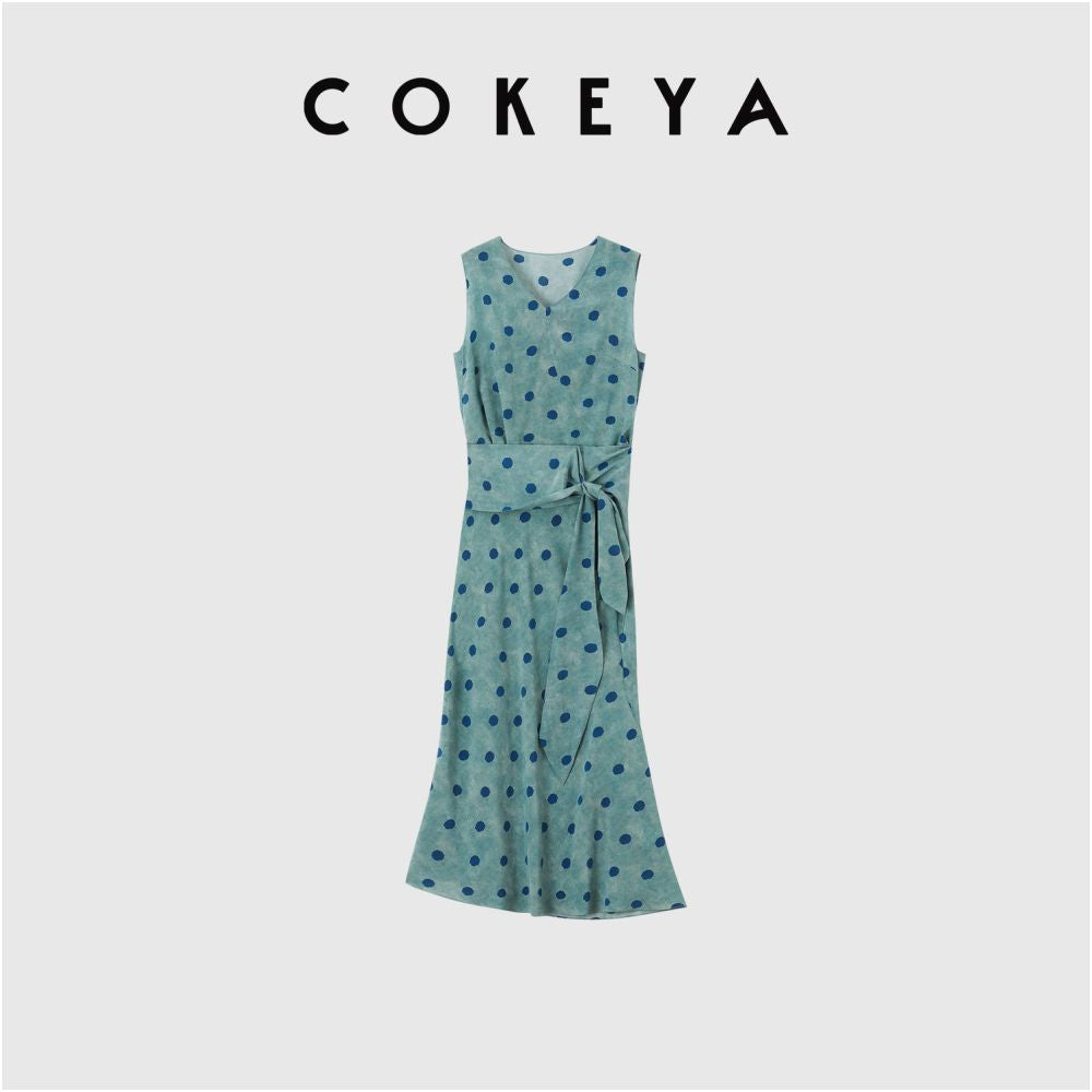 ASAYA6989 – Vintage Silk Polka Wrap Dress 💙🍂