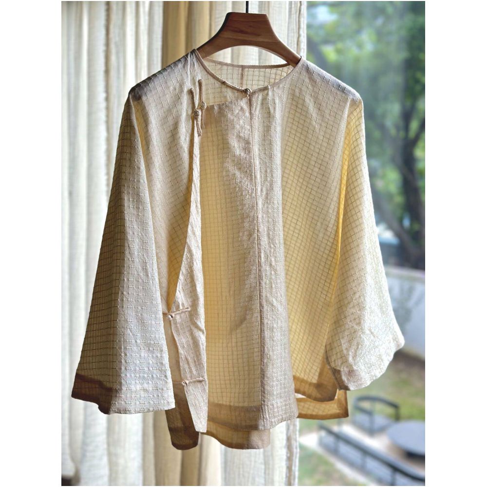 2025 New Arrival High End Original Line MGSZ686 New Chinese Retro Style Tussah Silk Handmade Button Shirt image 0