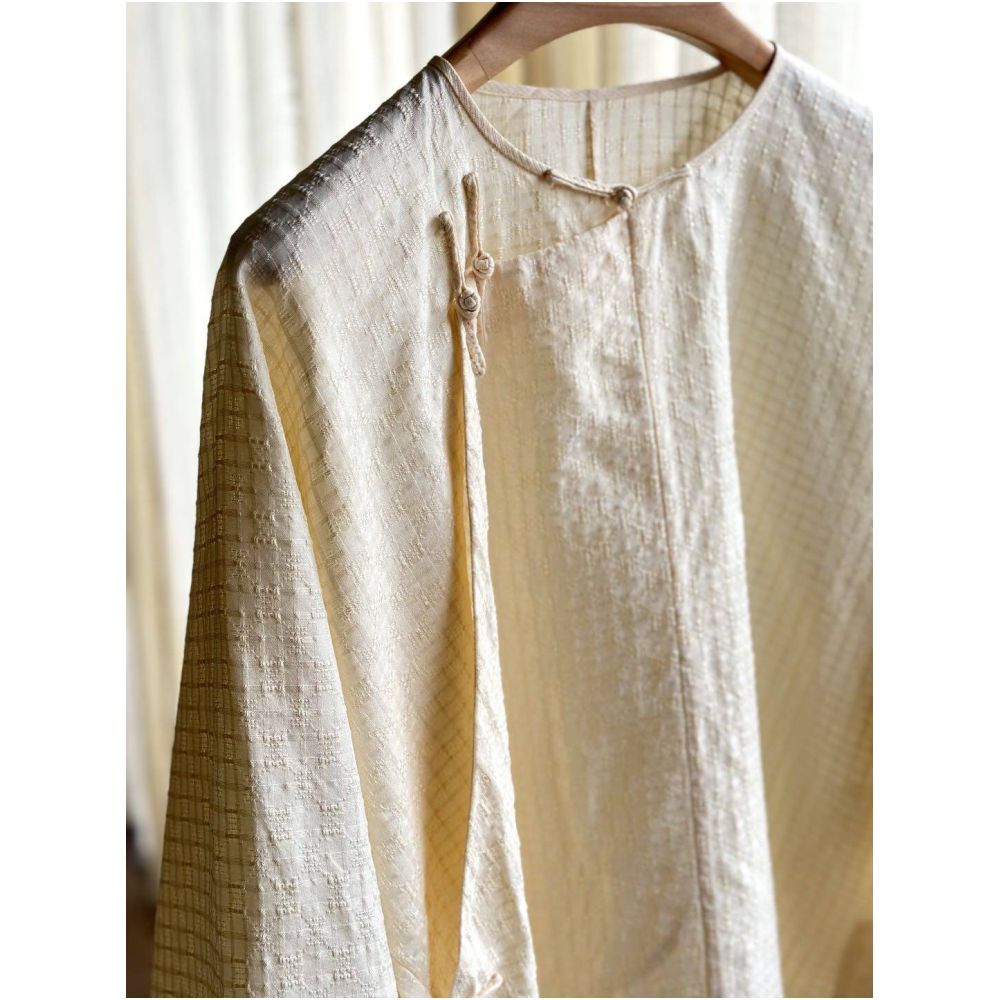 2025 New Arrival High End Original Line MGSZ686 New Chinese Retro Style Tussah Silk Handmade Button Shirt image 1