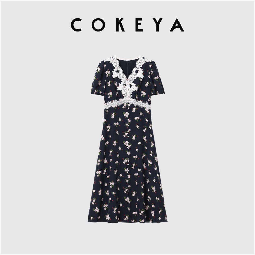 ASAYA6991 – Midnight Blossom Silk Dress 🌸🌙