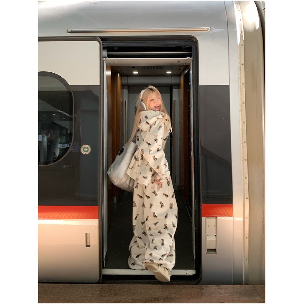 ASAYA6994 – Teddy Wander Lounge Pants 🐻🤍🚄