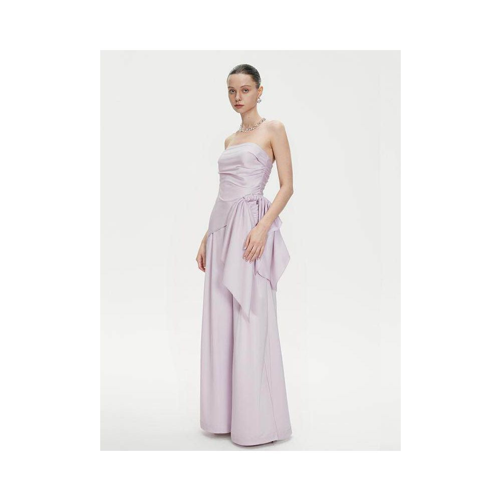 Celebrity Style ROSYROKH Summer High End Beautiful Set Solid Color Satin Slimming Strapless Dress image 3