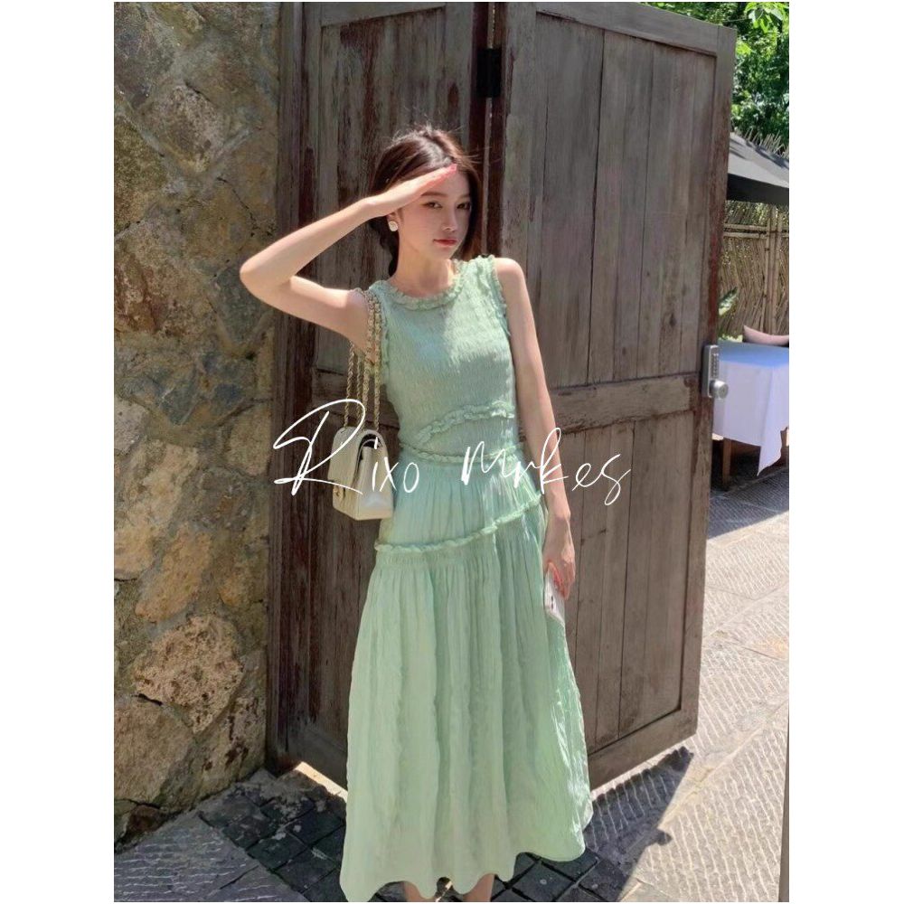 RIXO DORE French Summer New Style Pleated Sleeveless Dress Elegant and Slimming Vest Dress for Women image 0