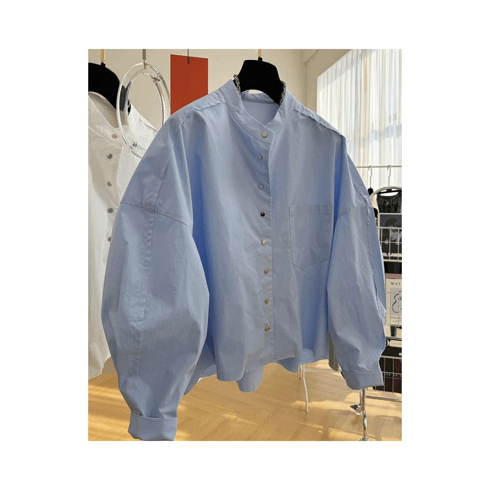 ASAYA7004 – Cloud Muse Oversized Shirt ☁️🤍💙✨
