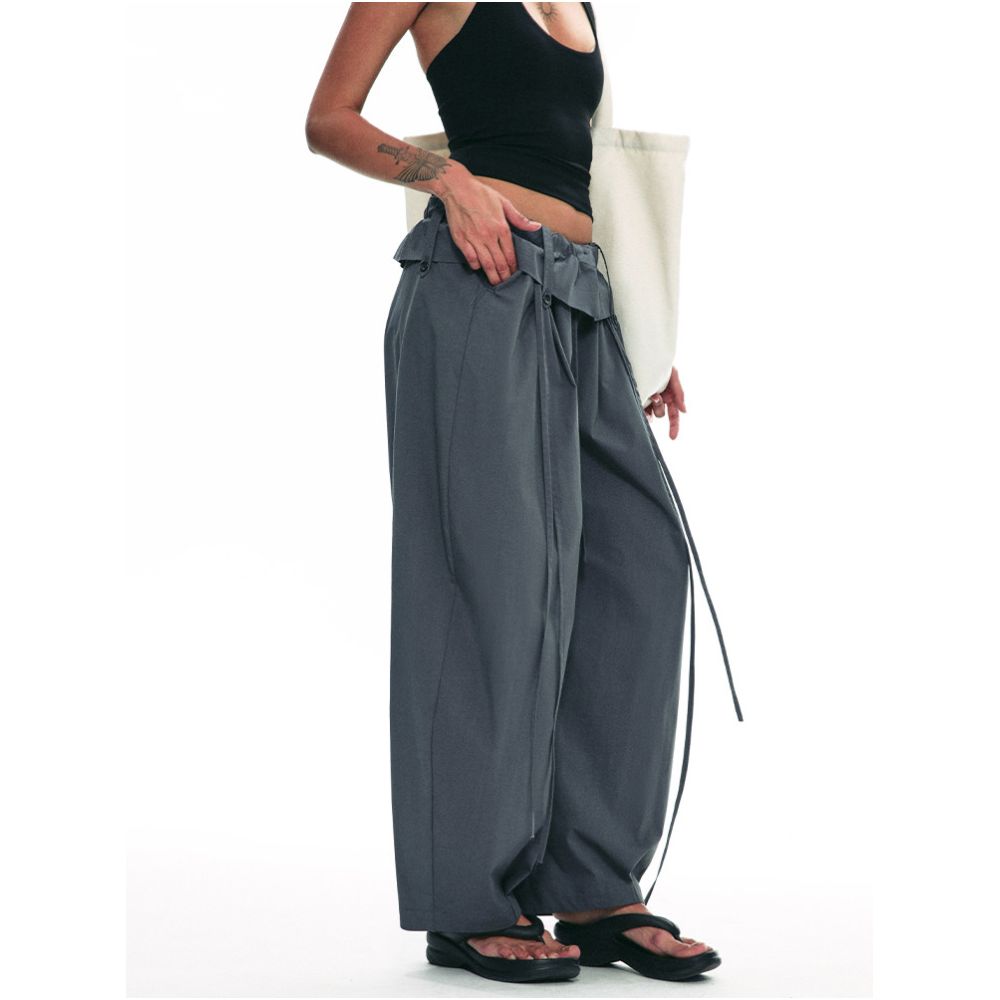 SINGLE MOMENT Summer Loose Wide Leg Slimming Casual Straight Leg Pantyhose Pants image 3