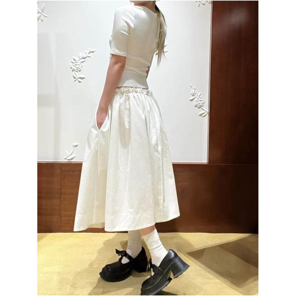 SST Custom Edition 2025 shushu Casual Versatile Rose Hand Sewn Floral Waist Embellished Long Skirt image 1