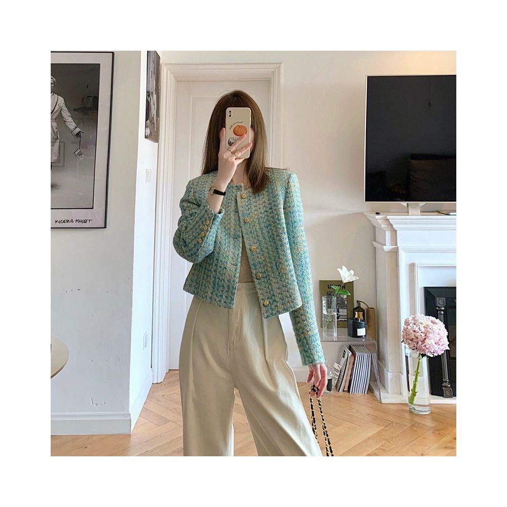 ASAYA7030 – Riviera Mint Tweed Jacket💎🌿🩵