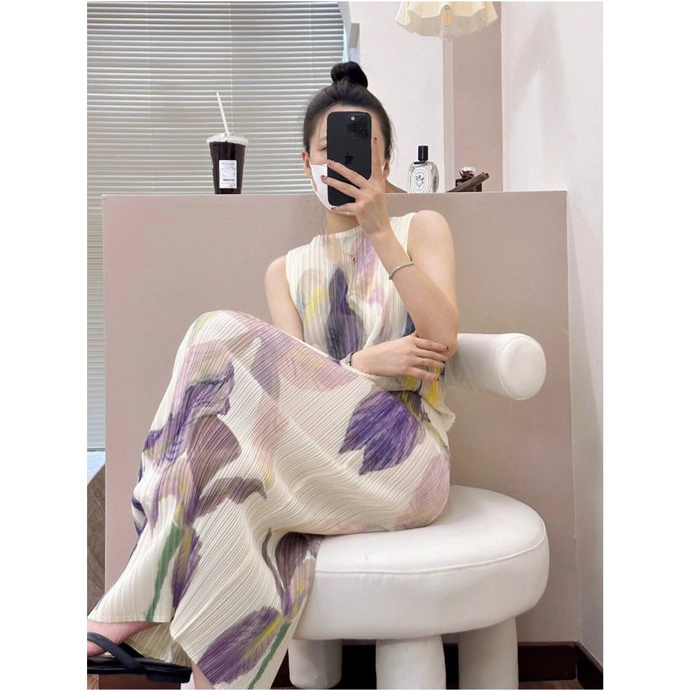 ASAYA7032 – Iris Whisper Pleated Dress 💜🌸✨