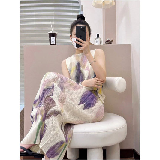 ASAYA7032 – Iris Whisper Pleated Dress 💜🌸✨