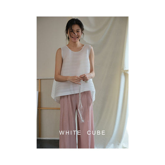 ASAYA7035 – White Cube Sculptural Pleated Top 🤍✨🕊️