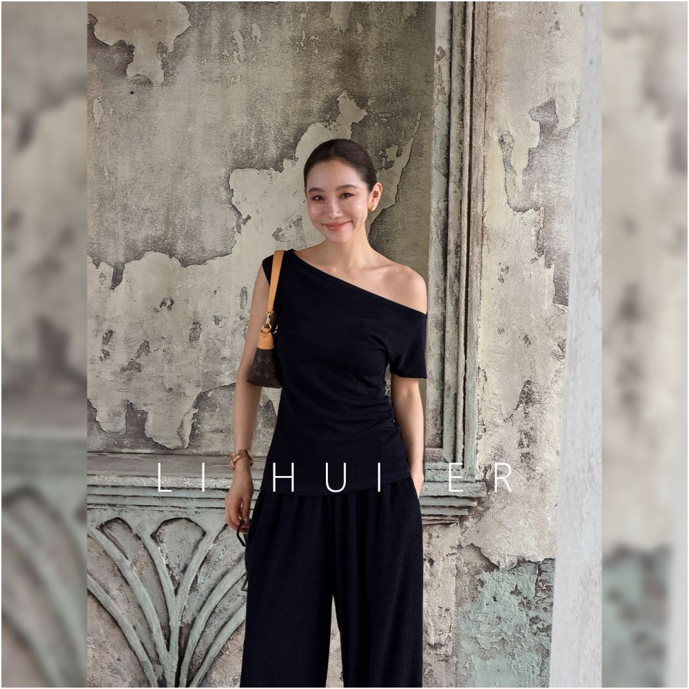 ASAYA7078 – Effortless Drape Knit Set 🖤✨