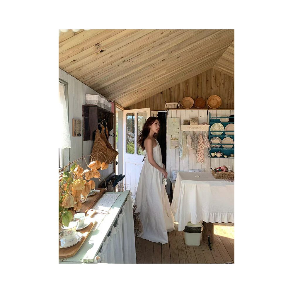 Turn right Chen Tudou Stylish off shoulder white dress for women summer elegant and gentle long dress image 2