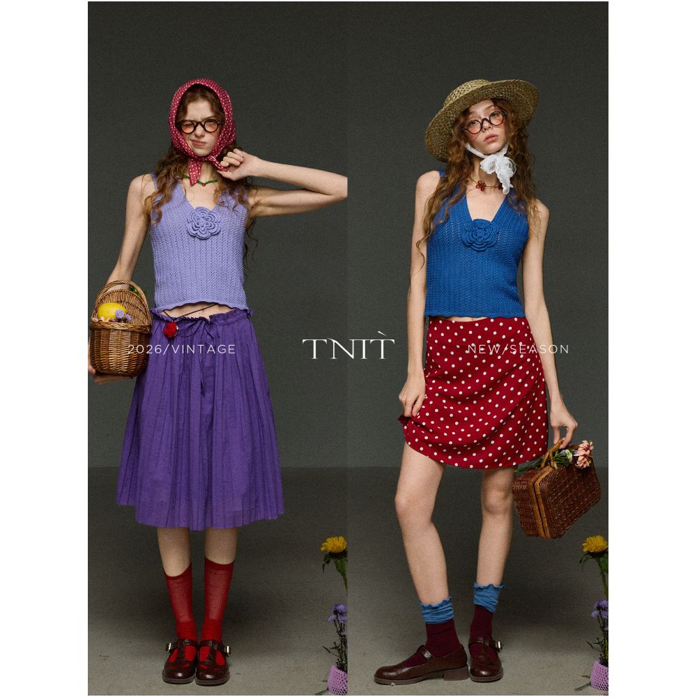 TNIT Retro V neck 3D Floral Hollow out Knit Sleeveless Vest for Women Summer Slim Fit and Stylish Design image 0