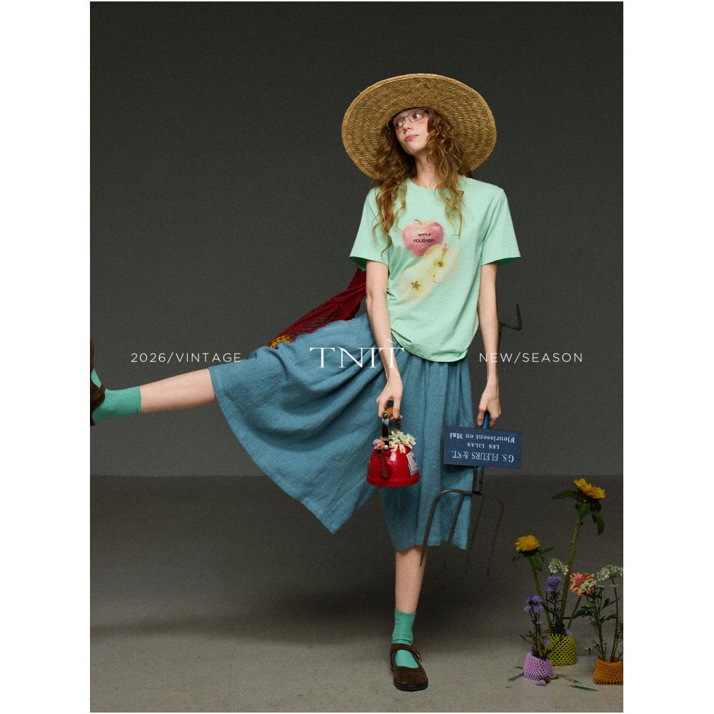 TNIT Retro Elastic Waist Slimming Wide Leg Skirt Pants Women s Summer Comfortable Loose Casual Versatile Pants image 1