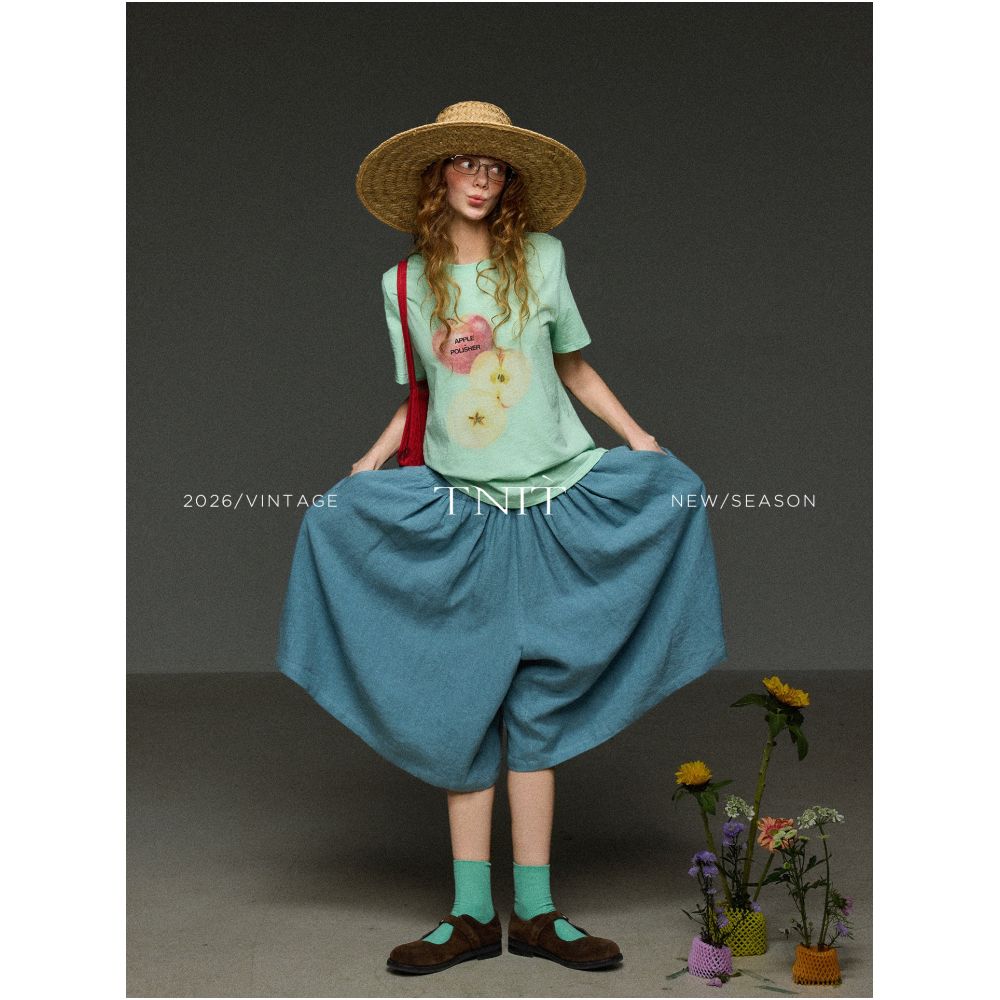 ASAYA7087 – Misty Breeze Linen Culottes 🌿🩵