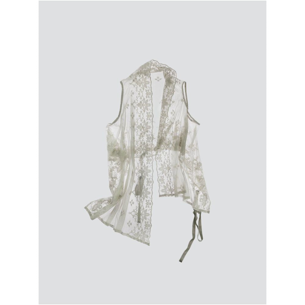 MINUIT 2025 F W Exclusive Custom Fabric 100 Cotton Lace Embroidery Irregular Vest image 0