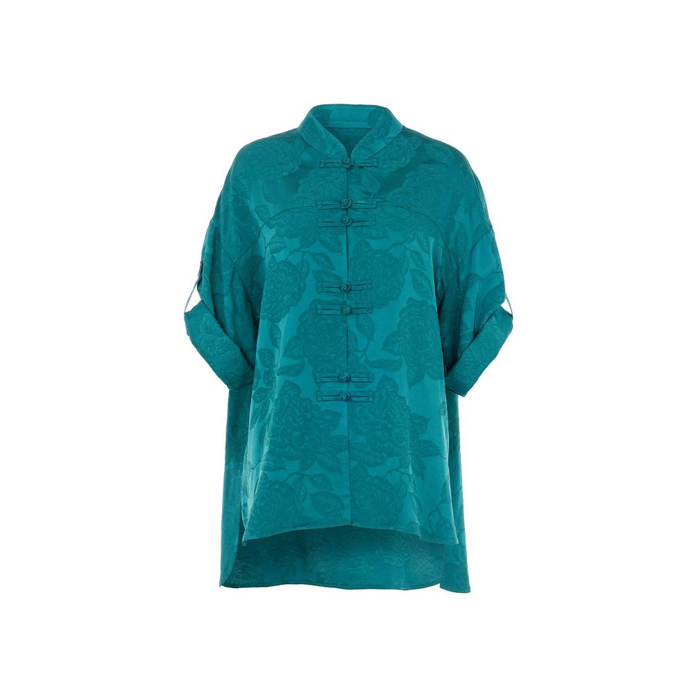 ASAYA7092 – Imperial Bloom Jacquard Mandarin Shirt 💙🪷