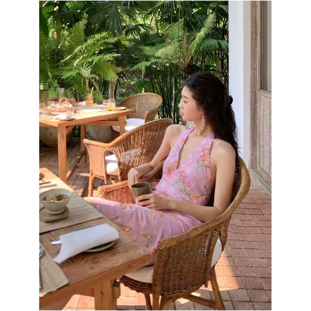 2ND STUDIOS French Floral Halter Neck Dress Beach Vacation Style 2026 Summer New Arrival Dress for Women image 1