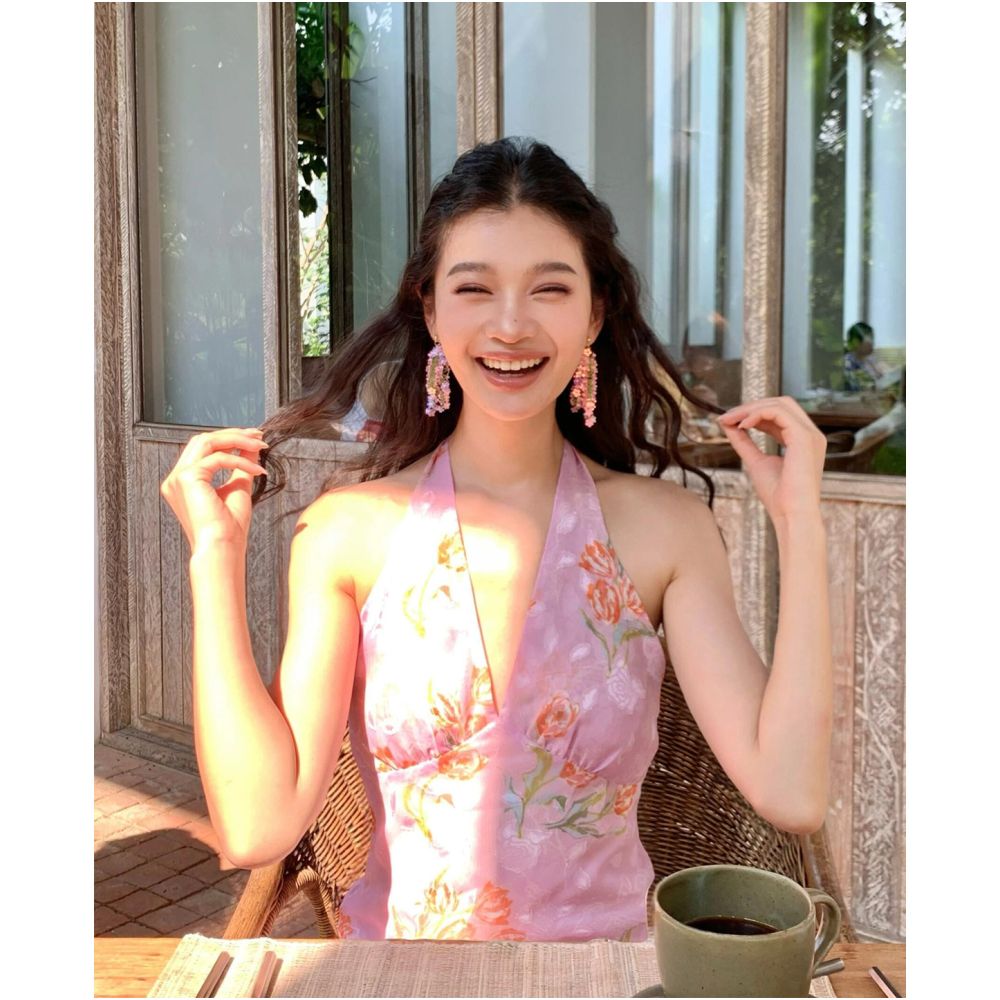 ASAYA7098 – Blush Bloom Halter Dress 🌸💗
