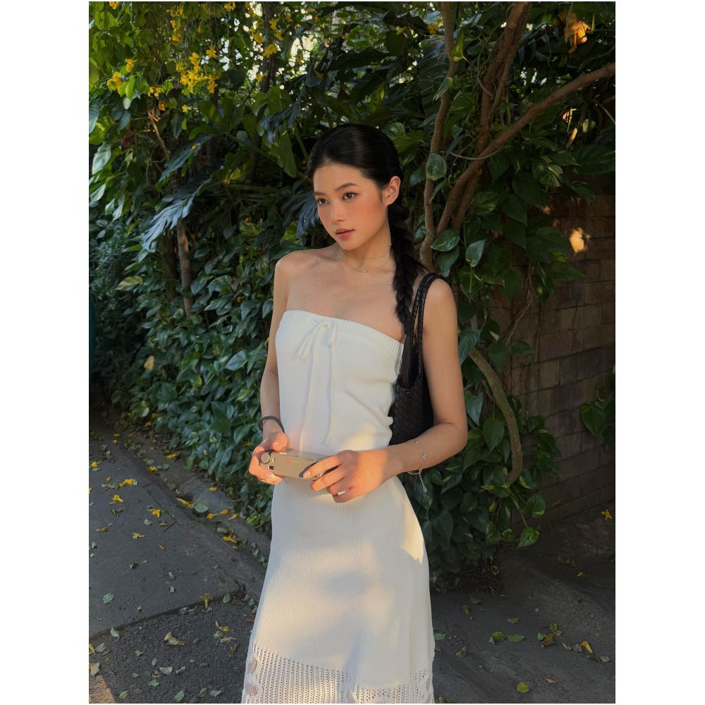2ND STUDIOS White Knitted Strapless Dress Slim Fit Gentle Style 2026 New Style Dress for Women image 1