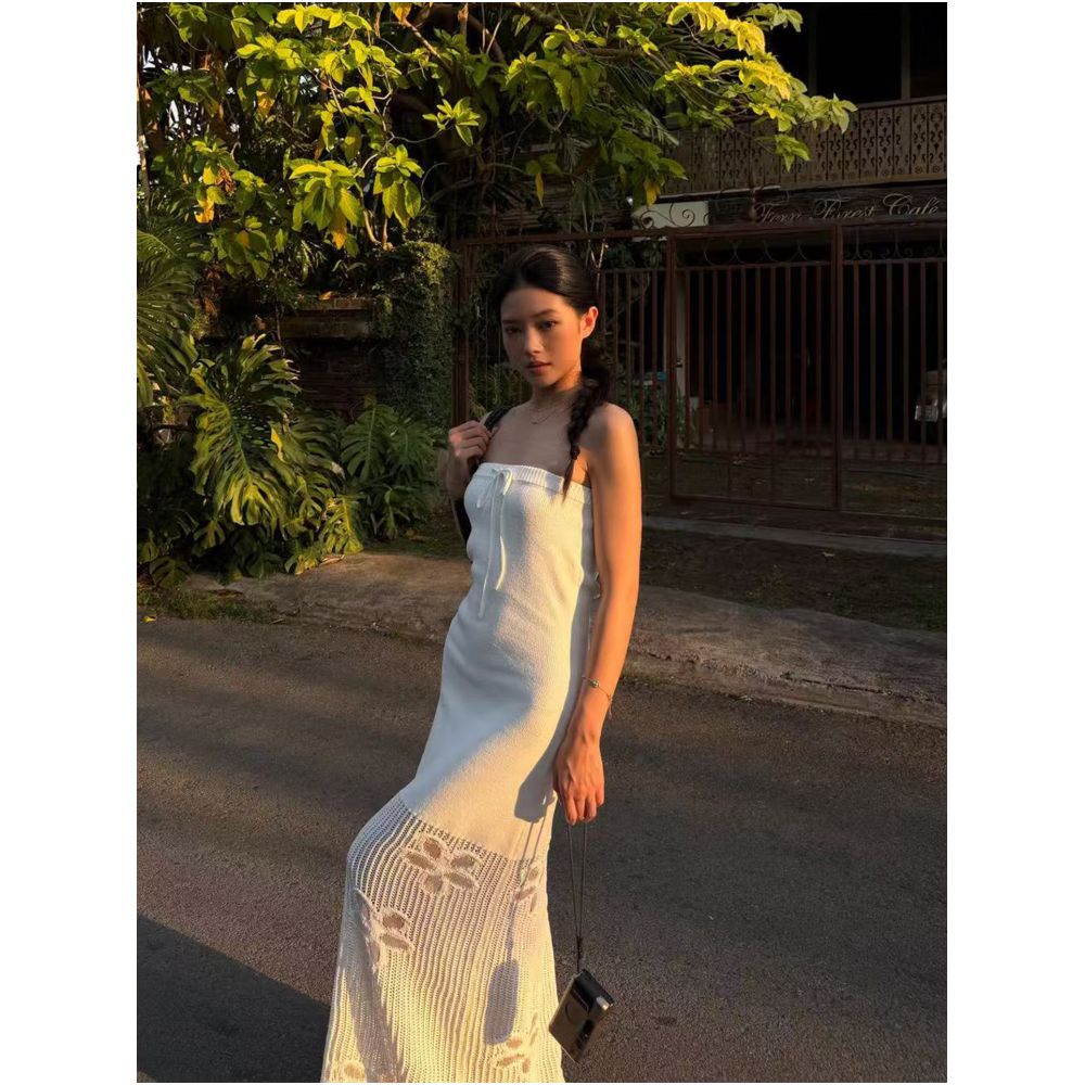 2ND STUDIOS White Knitted Strapless Dress Slim Fit Gentle Style 2026 New Style Dress for Women image 2