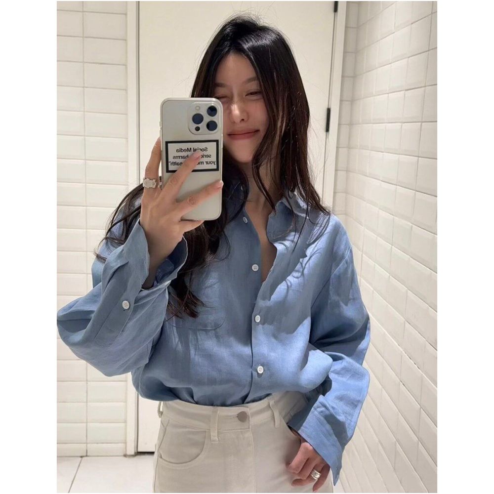 ASAYA7103 – Azure Breeze Premium Linen Shirt ☁️🩵