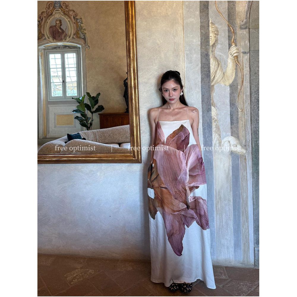 Free Optimist French style Spaghetti Strap Dress 2025 Summer New Arrival Chic Resort Style Long Dress for Women image 1