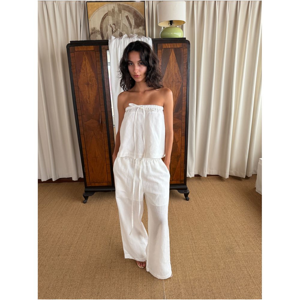 ASAYA7136 – Seaside Ease Linen top🌊☁️